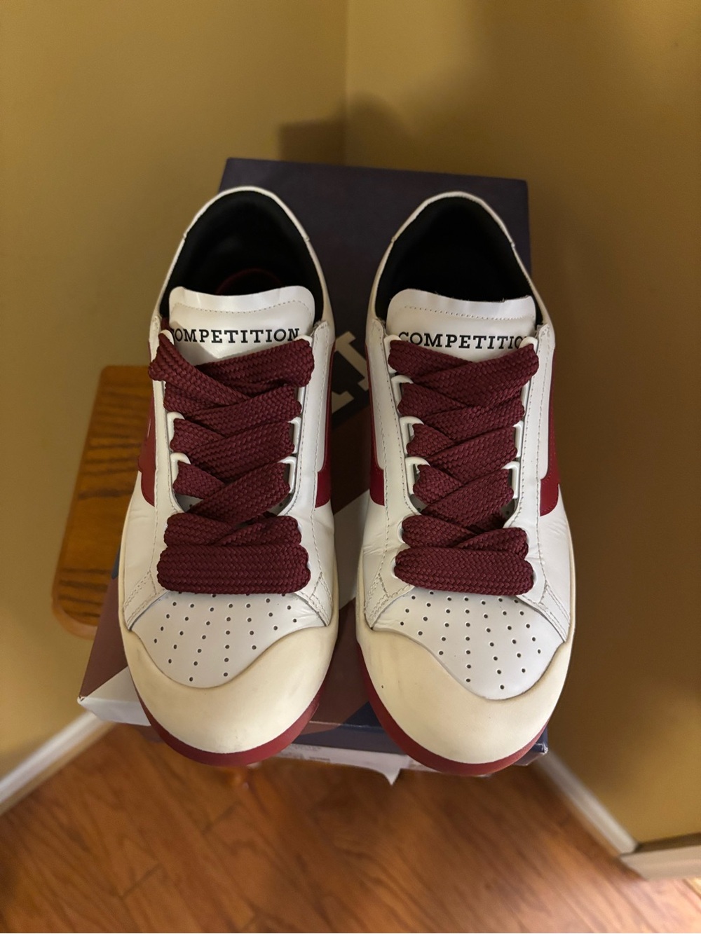 Bally Men’s White Sneakers with Burgundy Accents - Picture 3 of 12